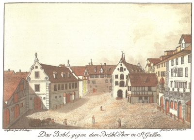 Le Bohl, vers la porte de Brühl à St. Gallen - Johann Conrad Mayr